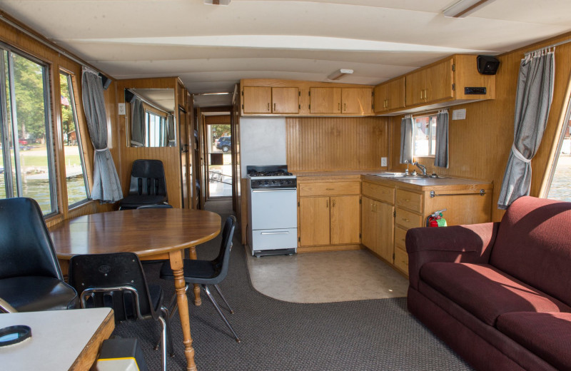 House boat interior at Hiawatha Beach Resort.