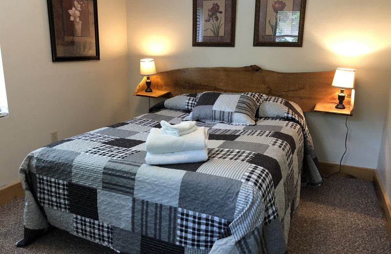 Cabin bedroom at Creekside Camp & Cabins.