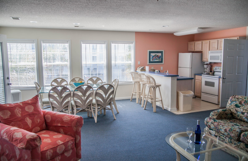 Rental living room and kitchen at The Winds Resort Beach Club.