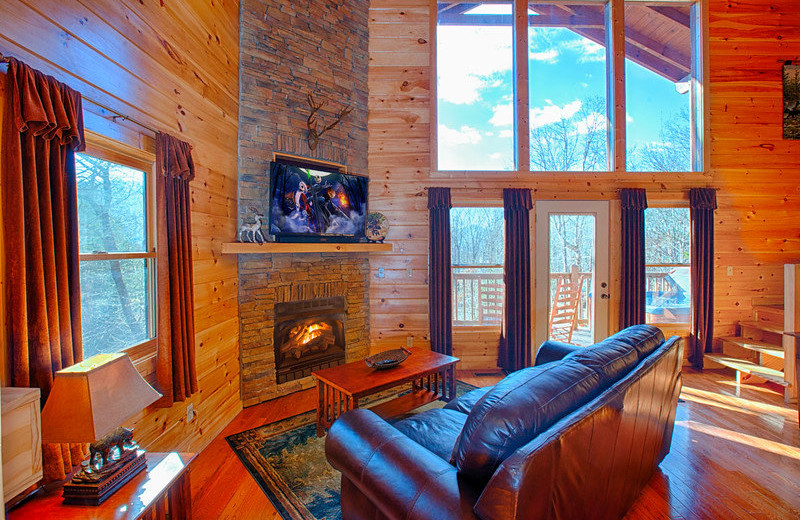 Cabin living room at The Cabin Rental Store.