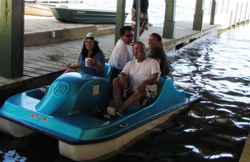 Family paddle boating at The Depe Dene Resort.