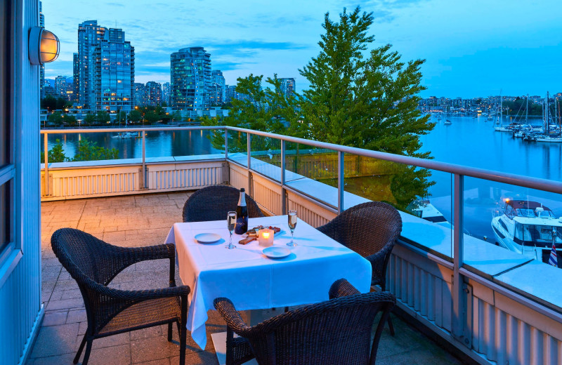 Guest balcony at Granville Island Hotel Downtown Vancouver.
