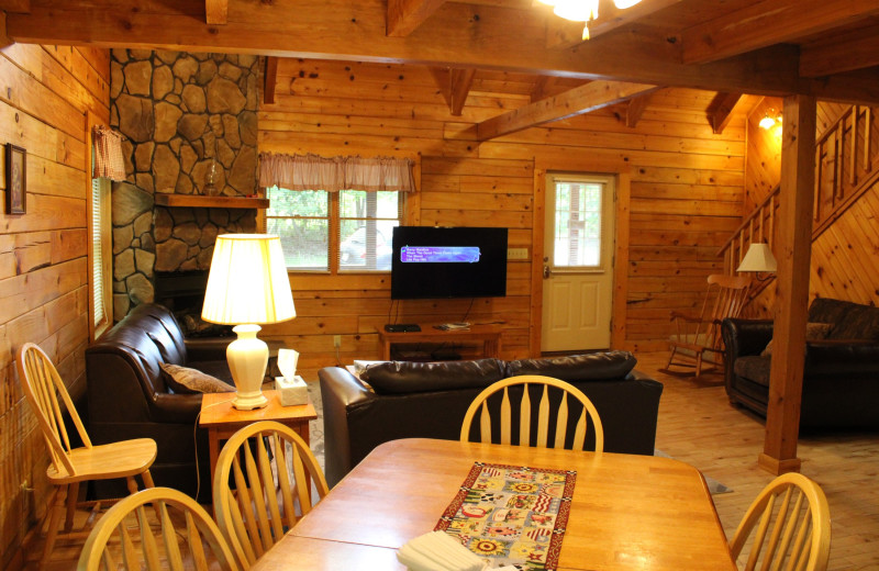 Cabin interior at Country Road Cabins.