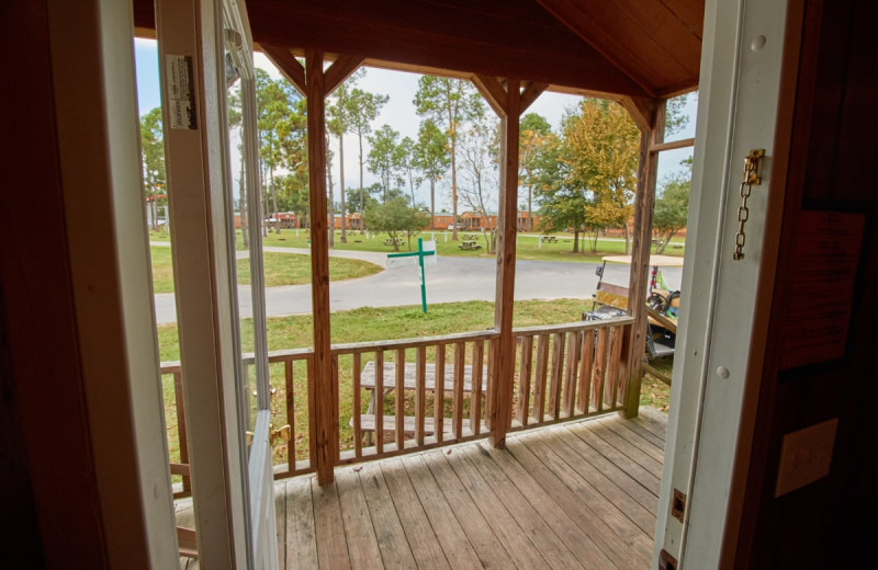 Cabin deck at Lone Star Jellystone.