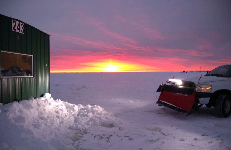 Ice fishing at Zippel Bay Resort