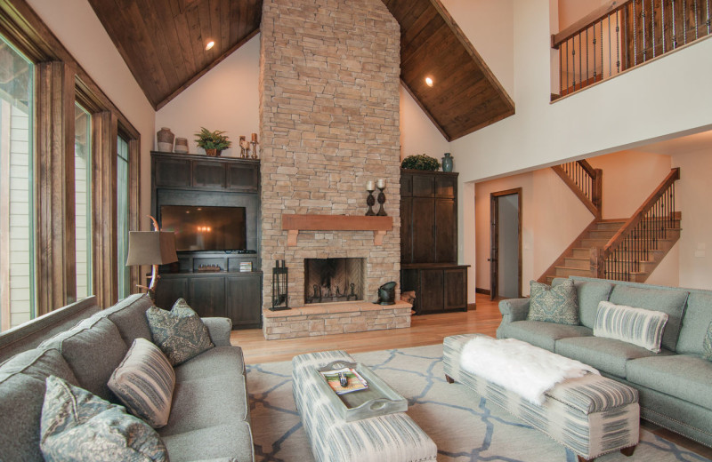 Cabin living room at Blue Ridge Vacation Cabins. 