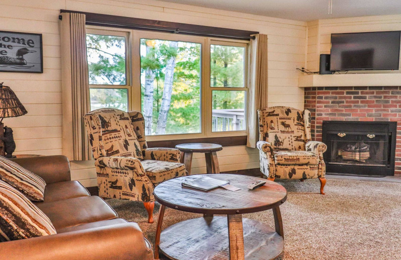 Cabin living room at Lost Lake Lodge.