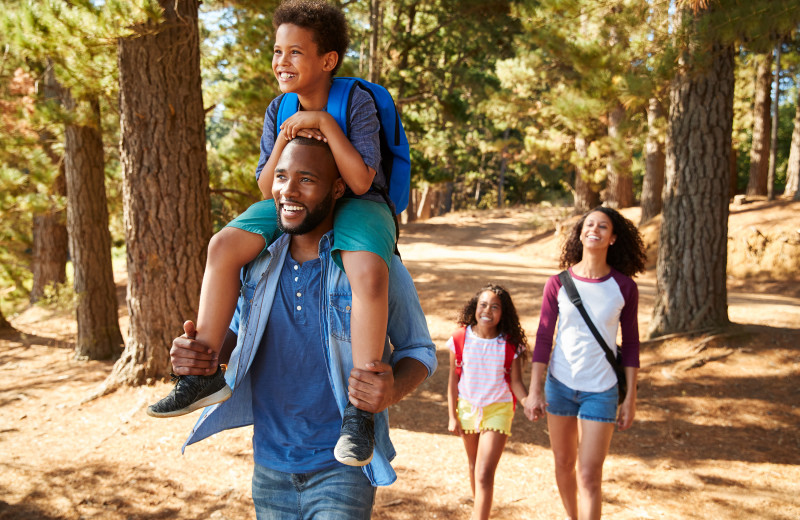 Family hiking at Johnston Canyon Lodge & Bungalows.