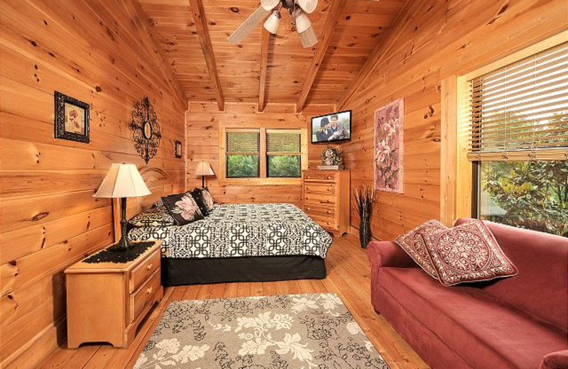 Rental bedroom at Smoky Mountains Vacation Cabins, LLC.