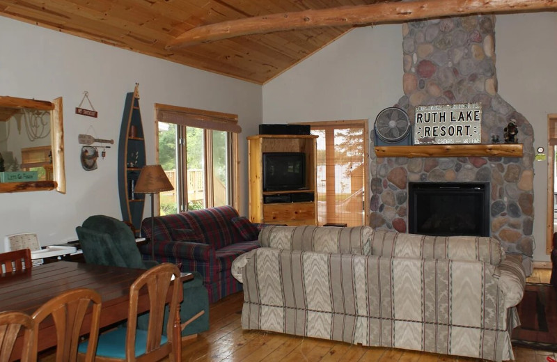 Lodge interior at Ruth Lake Resort.