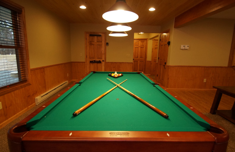 Billiard table at Pocono Mountain Rentals.