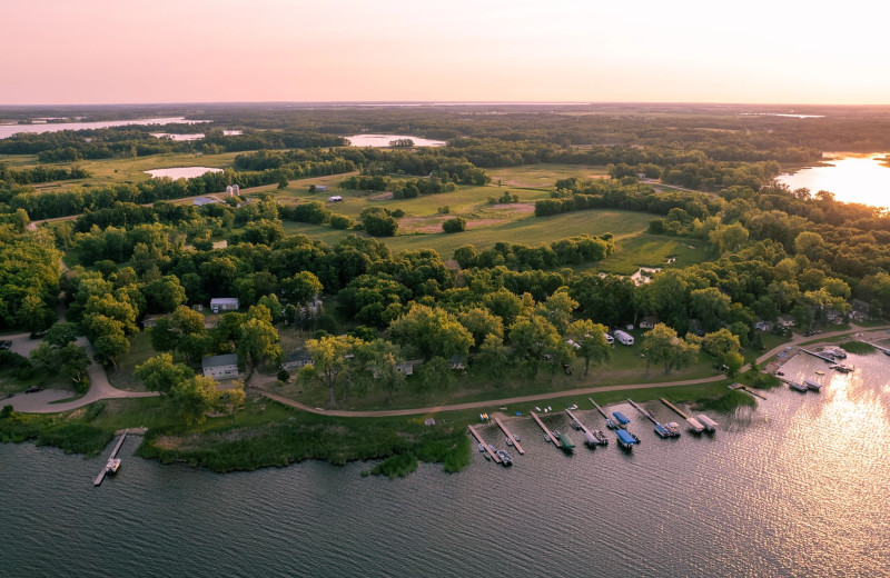 Aerial view of South Turtle Lake Resort.
