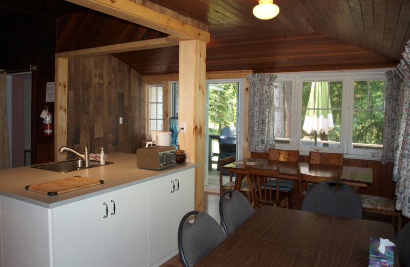 Cabin living room at Sandy Beach at Otter Lake.