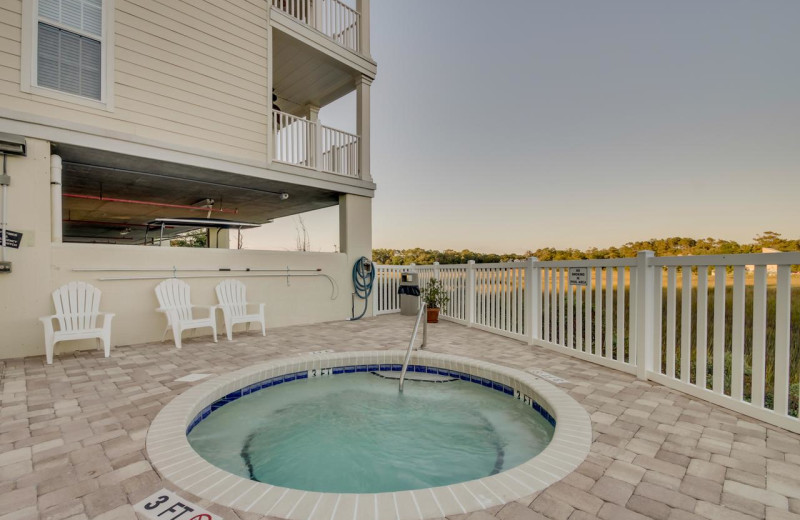 Rental hot tub at North Beach Vacation Rentals.