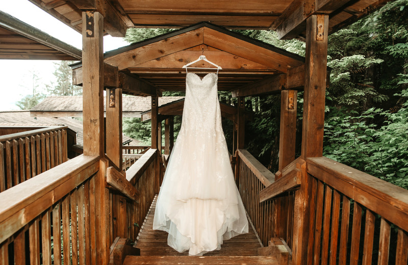Wedding dress photo before a wedding at Salmon Falls Resort.