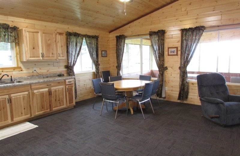 Cabin interior at Pine Aire Resort.