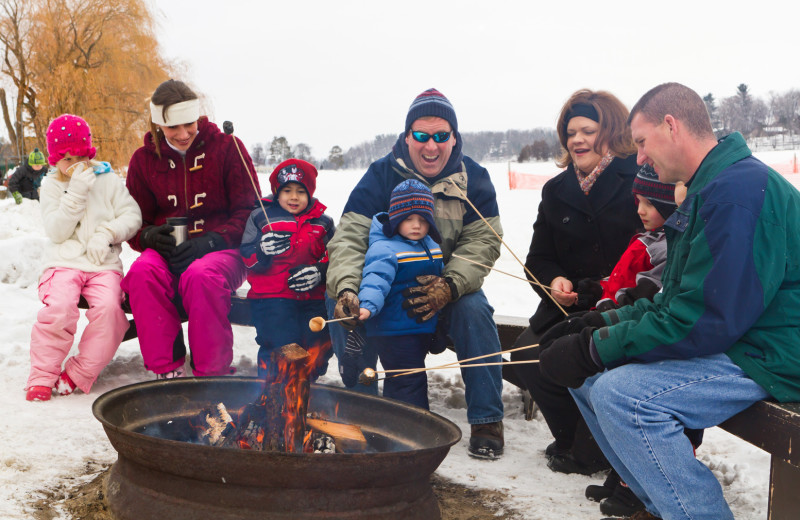 Family bonfire at Cragun's Resort and Hotel on Gull Lake.