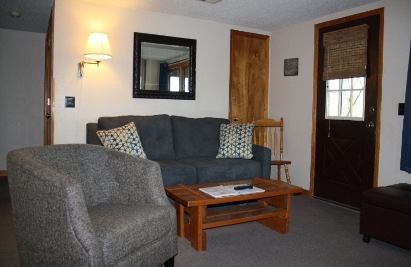 Cabin living room at Arkansas White River Cabins.