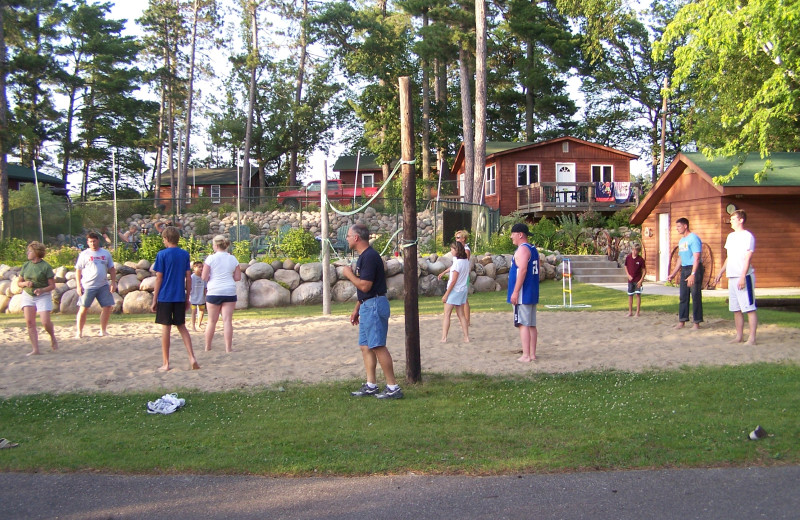 Volleyball court at Isle O' Dreams Lodge.