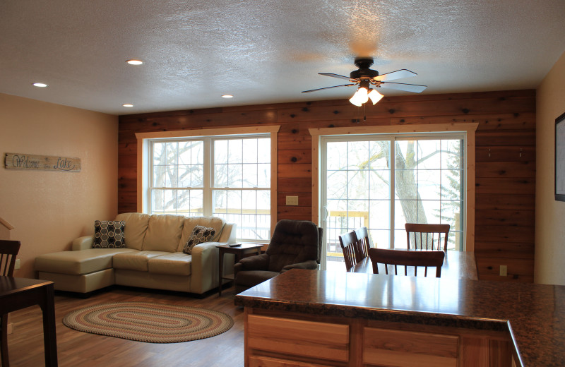 Cabin living room at Bonnie Beach Resort.