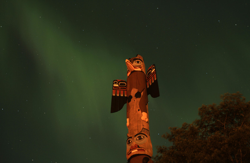 Totem pole at Gilmore Hotel.