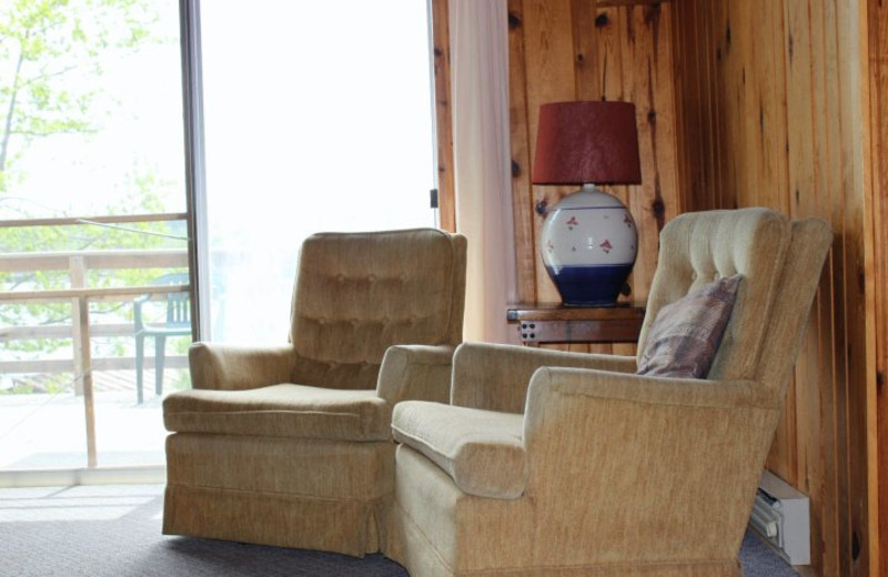 Cabin living room at Muskego Point Resort.