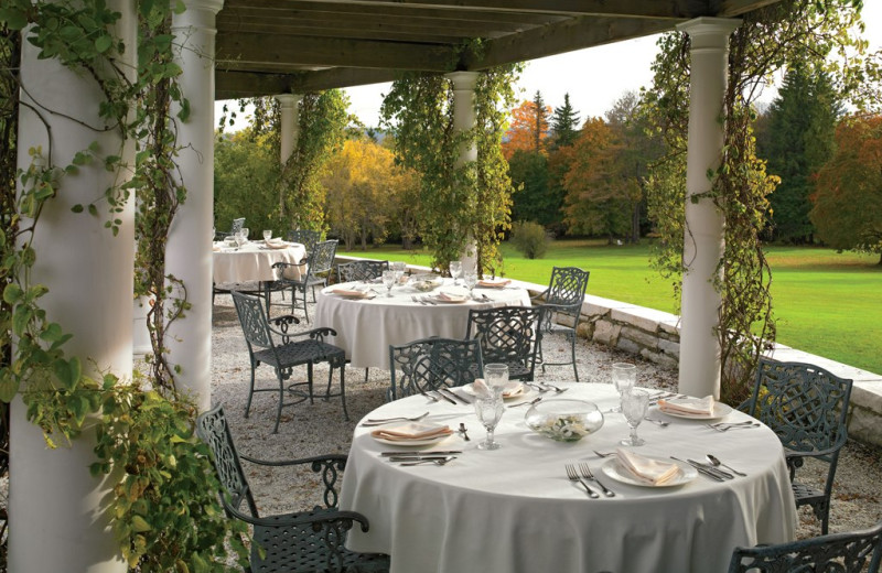 Dining on the porch at Canyon Ranch in Lenox.