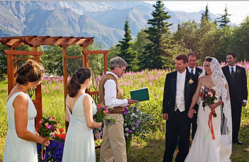 Wedding couple at Majestic Valley Lodge.