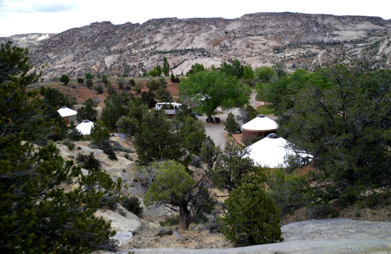 Exterior view of Escalante Yurts.