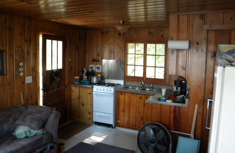 Cabin kitchen at Crane Lake Wilderness Lodge.