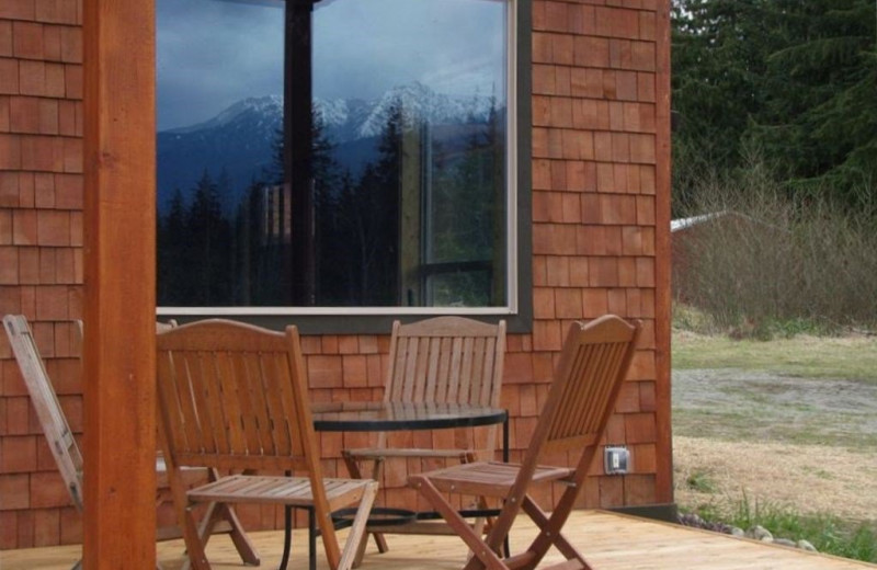 Cabin patio at Olympic View Cabins.