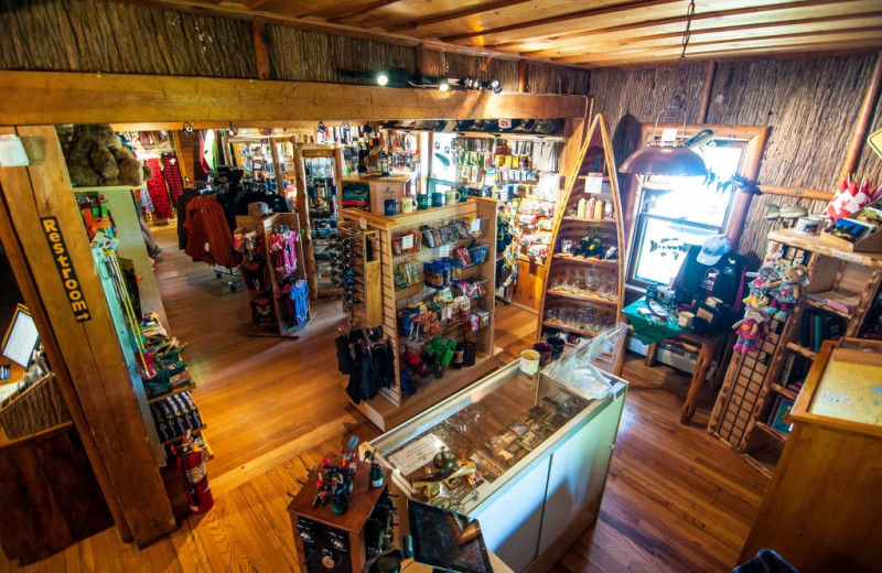 Gift shop at Clearwater Historic Lodge & Canoe Outfitters.