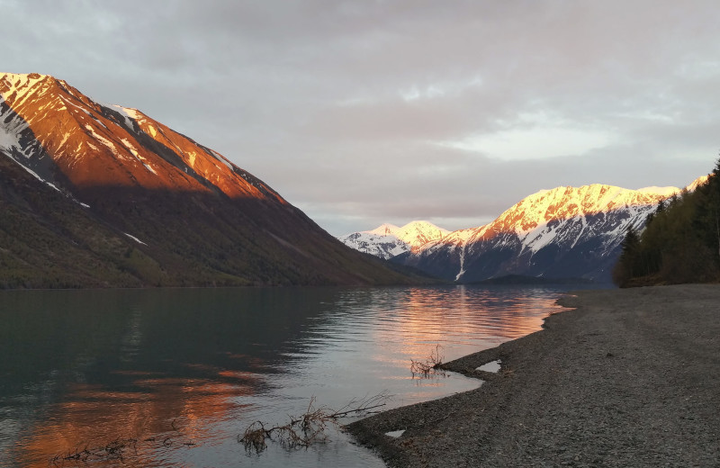 Mountain view at Gwin's Lodge & Kenai Peninsula Charter Booking Service.