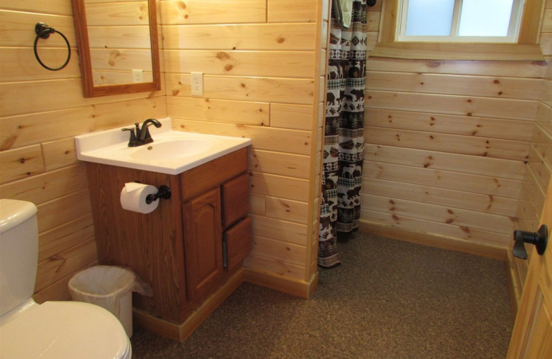 Cabin bathroom at Pine Aire Resort.