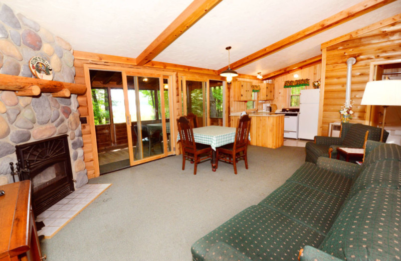 Cabin living room at Northland Lodge.