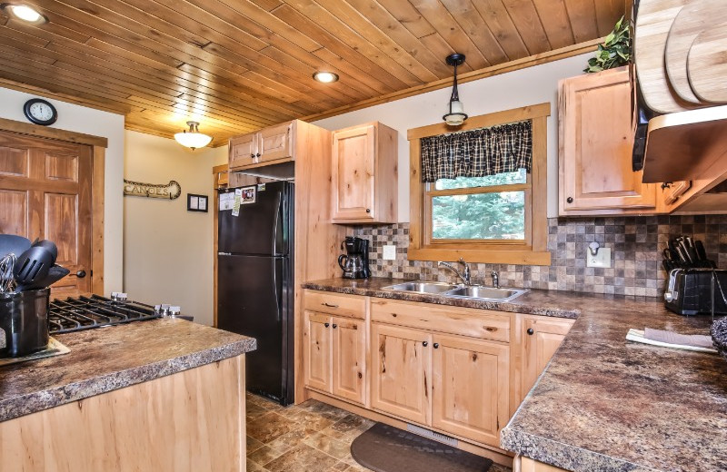 Cabin kitchen at Serenity Bay Resort.