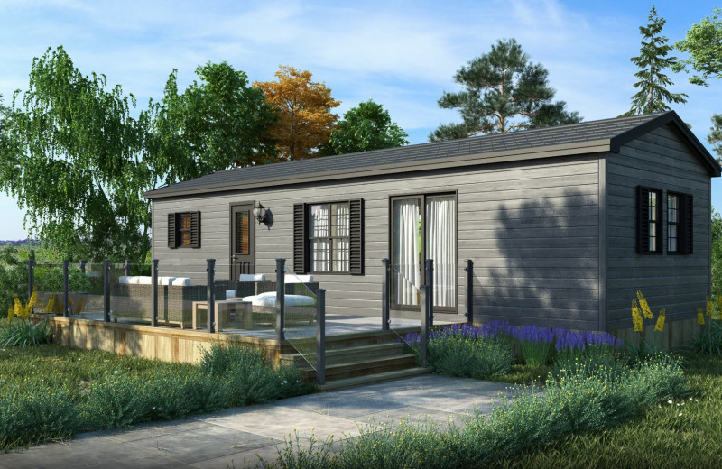 Cabin exterior at Great Blue Resorts.