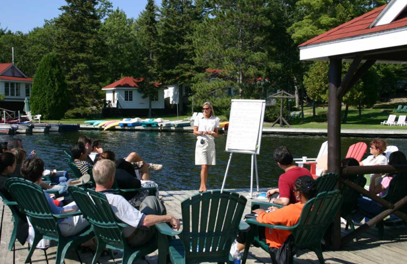 Outdoor meeting at Severn Lodge.