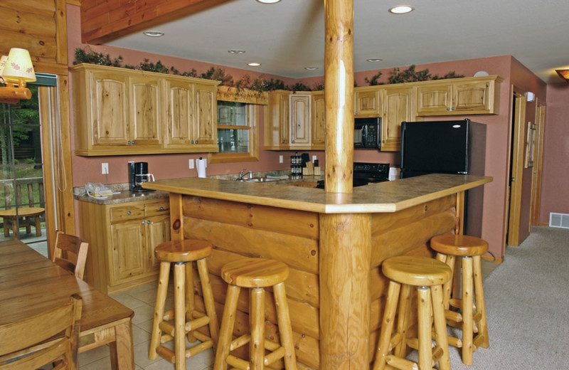 Cabin kitchen at The Beacons of Minocqua.