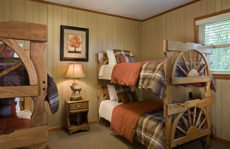 Cabin bedroom at Caryonah Hunting Lodge.