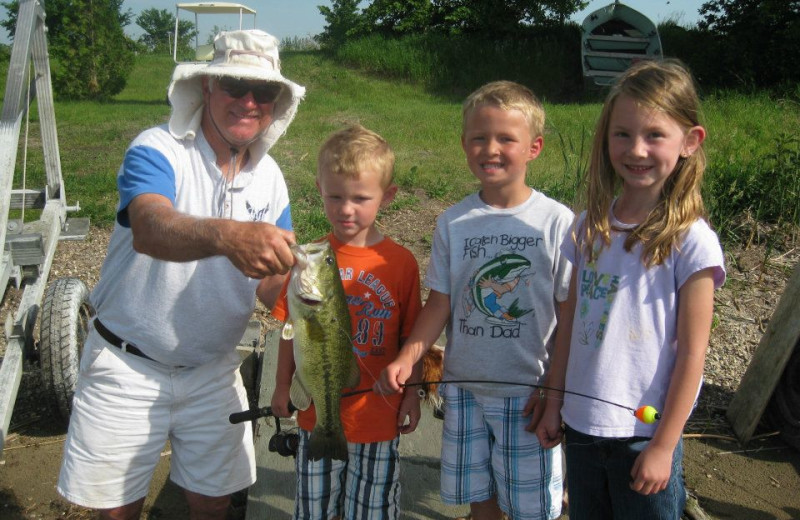 Family fishing at Twin Lake Landing.