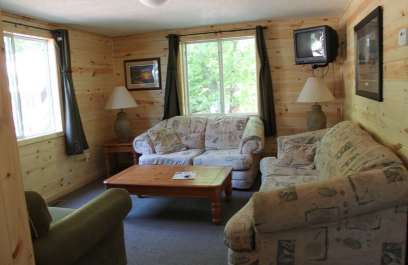 Cabin living room at Lincolnwood Resort & Bar.