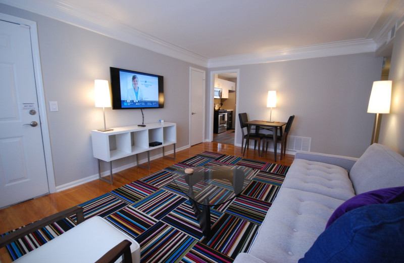 Guest living room at BCA Furnished Apartments.