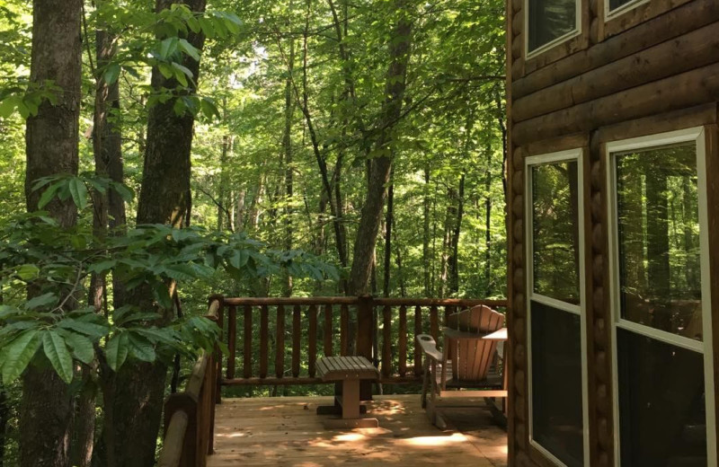 Cabin deck at Corban Cabin Getaways.