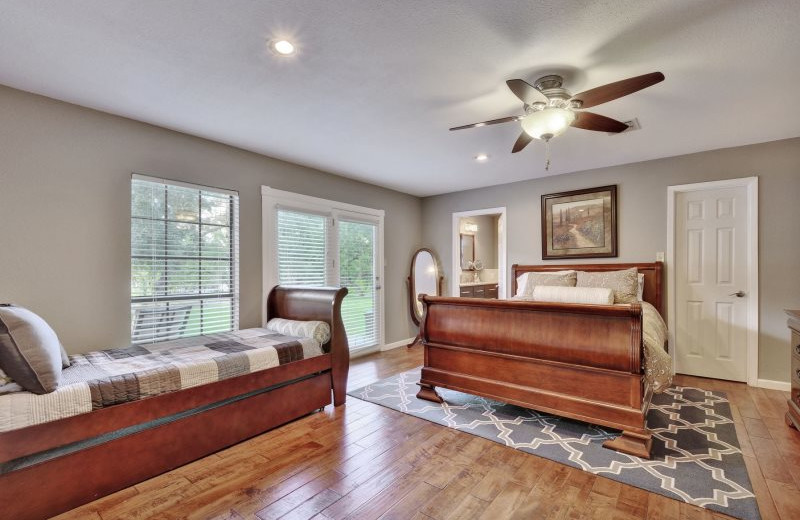 Rental bedroom at Shady Grove Vacation Home on Lake LBJ.