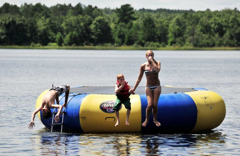 Water trampoline at Agate Lake Resort.