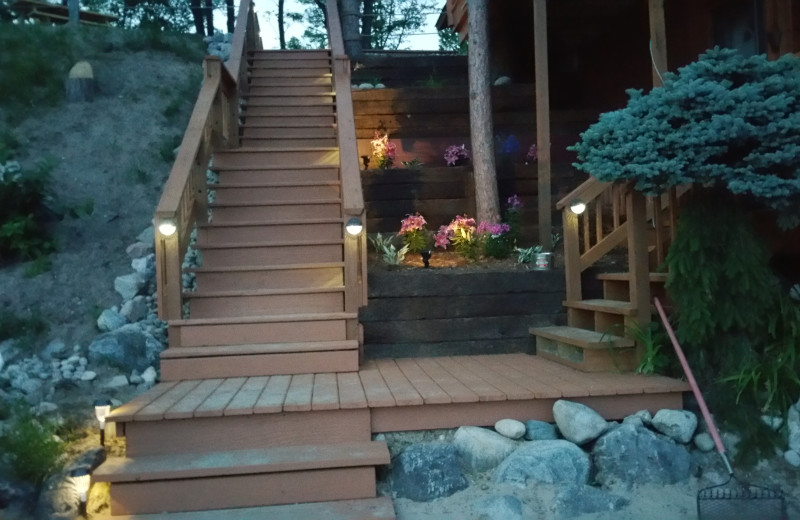 Steps to beach at Lake Cabins Resort.