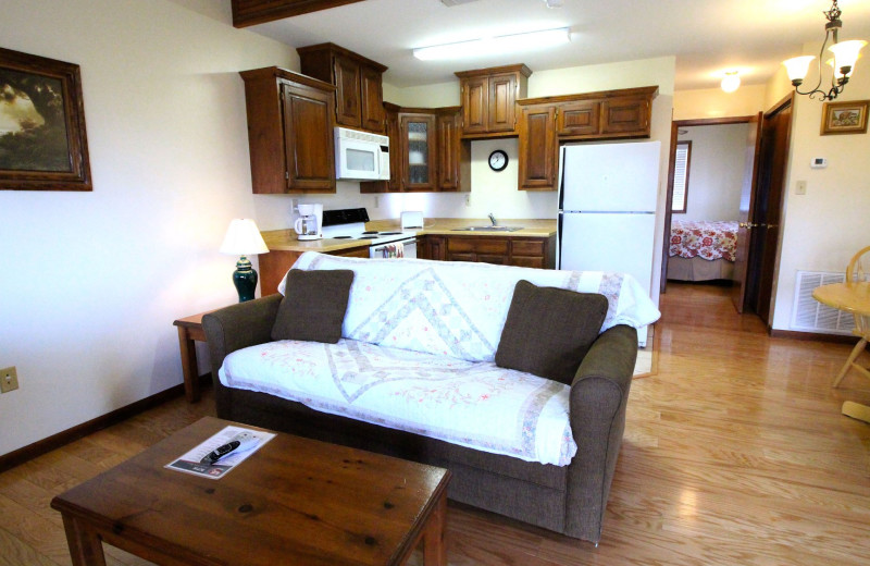 Guest room at Peach Tree Inn & Suites.