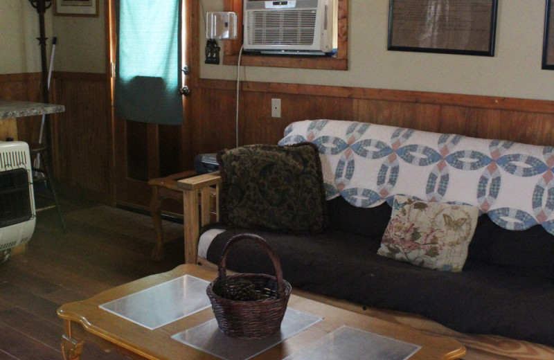 Cabin living room at Berry Creek Cabins.