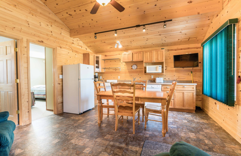 Cabin kitchen at Otter Tail Beach Resort.